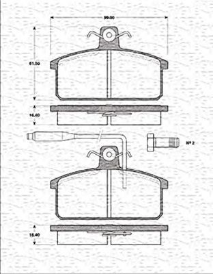 MAGNETI MARELLI 363702161178 -  Комплект тормозных колодок, дисковый тормоз